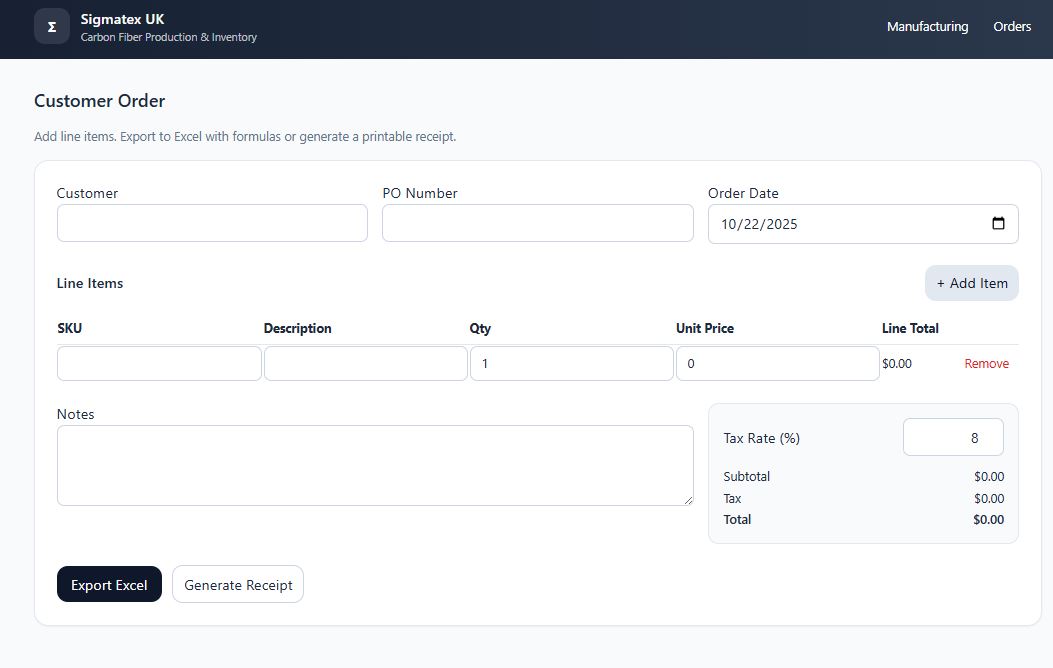 Customer Orders & Sage Integration screenshot