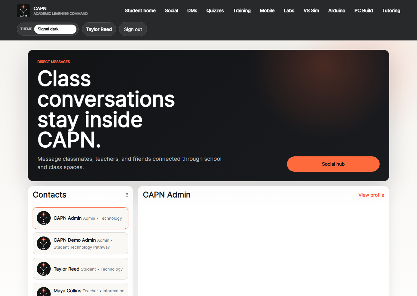 MyCapn Social Messages