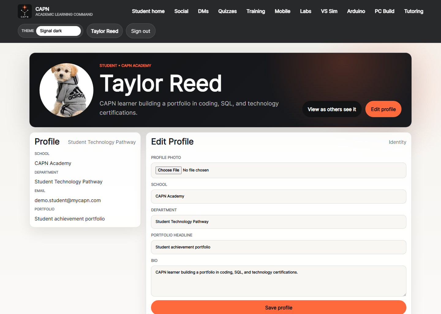 MyCapn My Profile