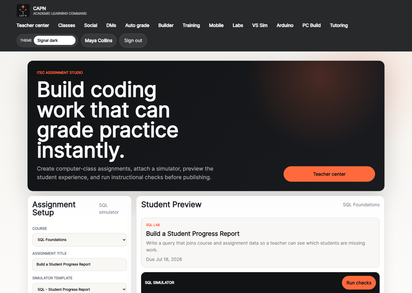 MyCapn Assignment Builder