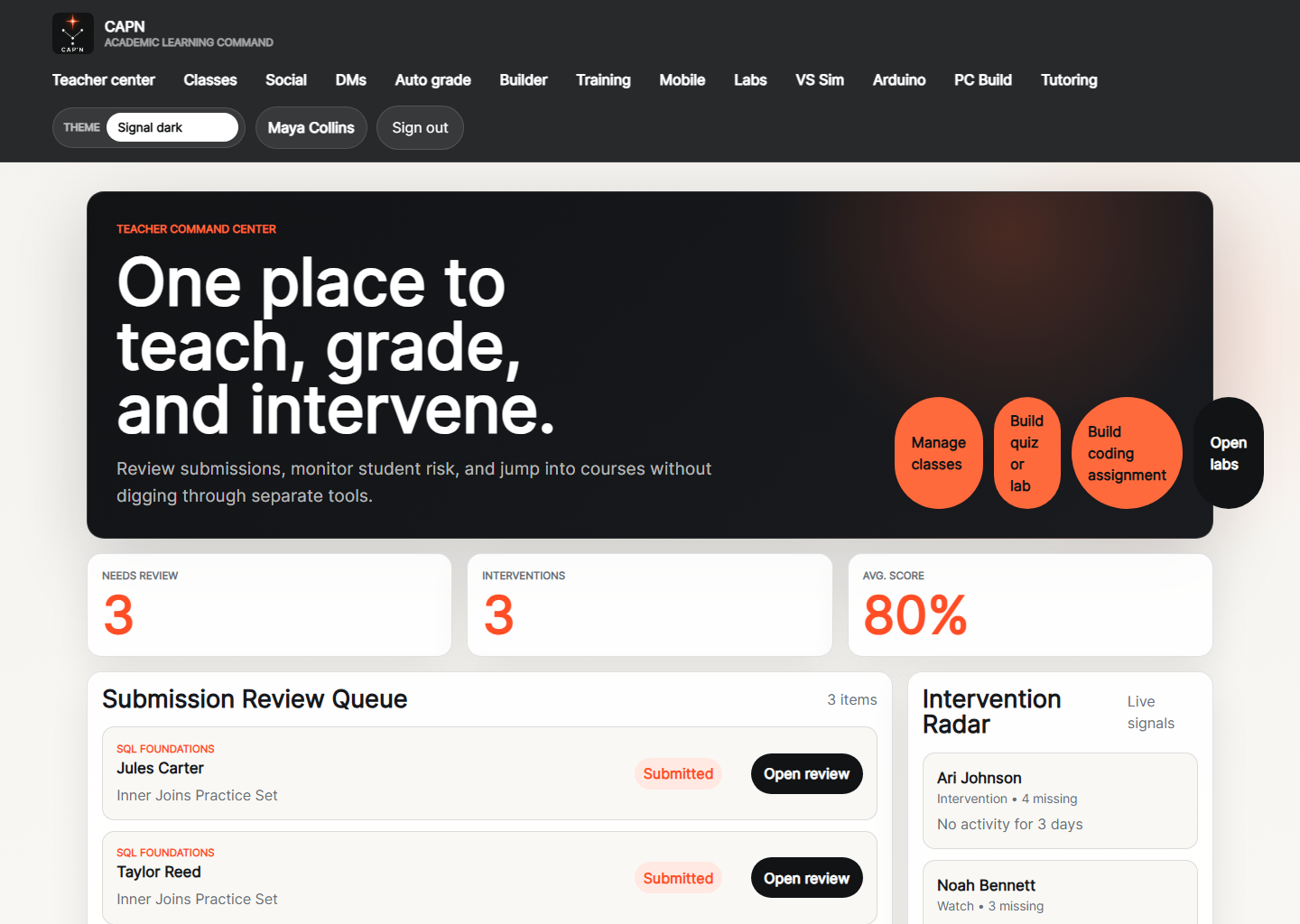 MyCapn Teacher Center