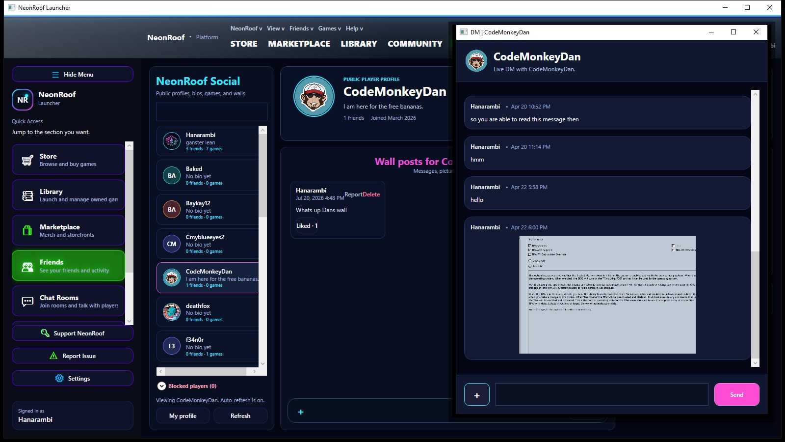 NeonRoof Platform Direct Messages