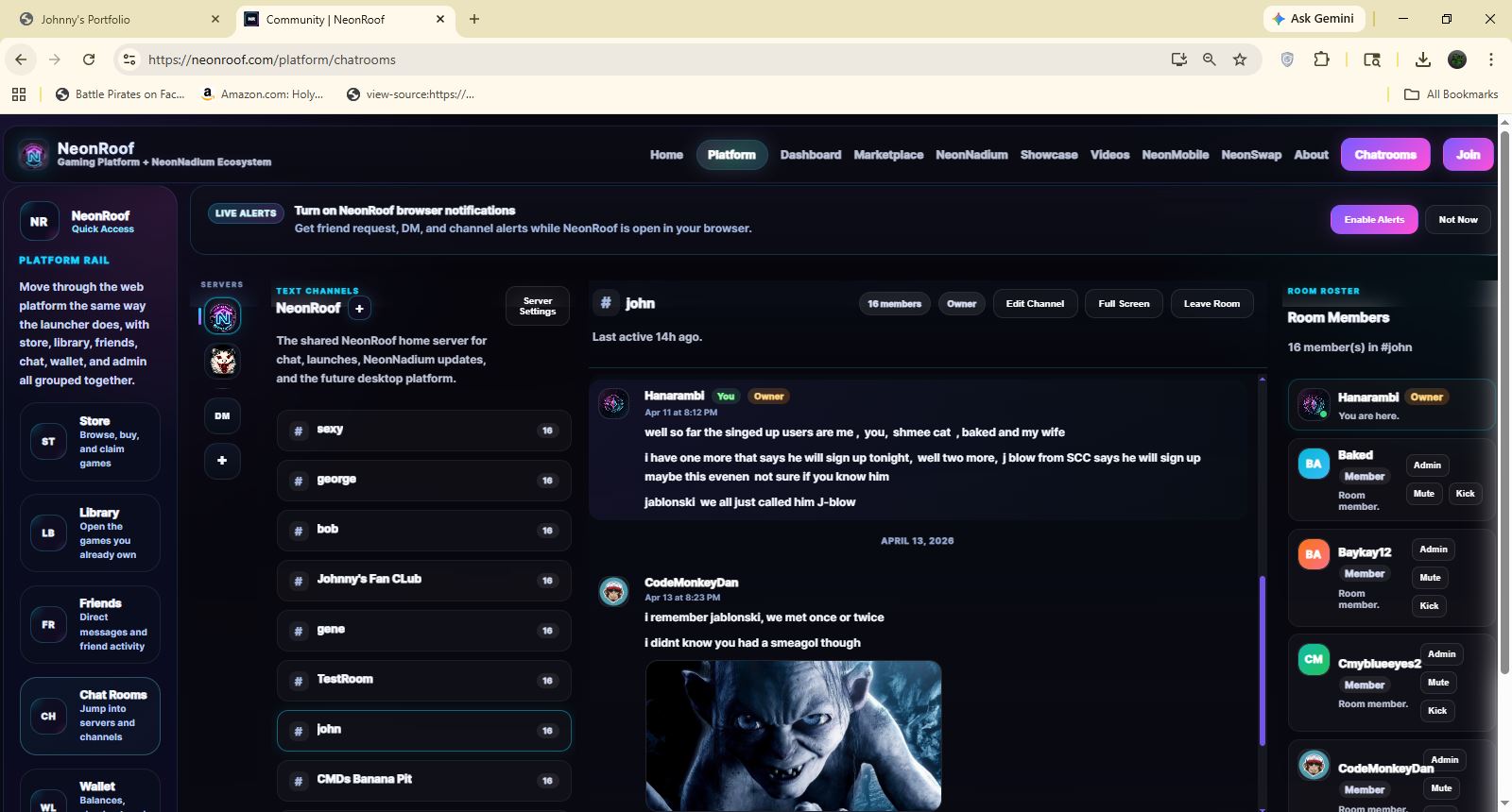 NeonRoof.com SignalR Chatrooms