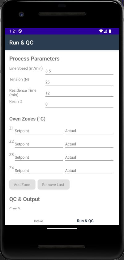 Oven Control & Quality Assurance screenshot